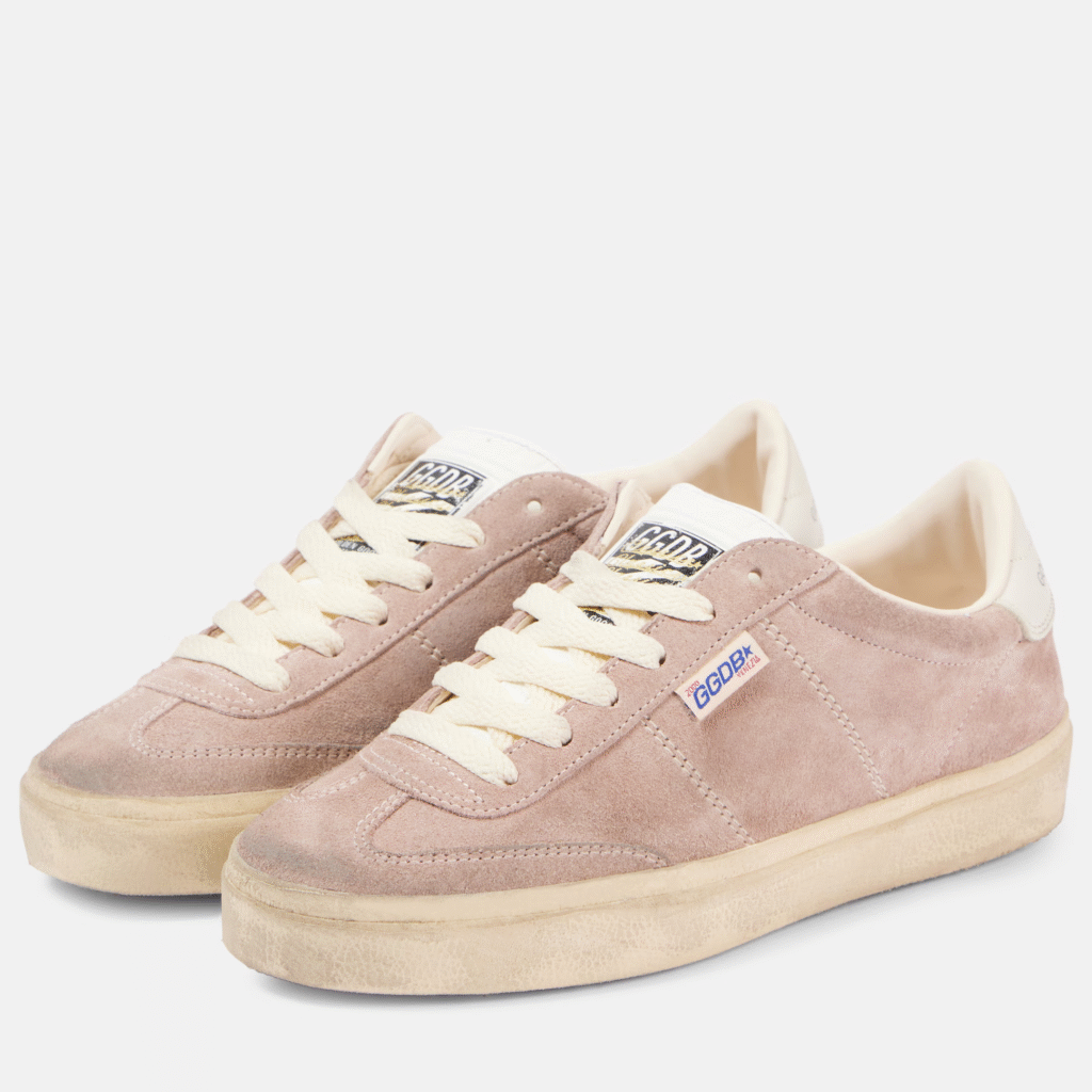 Golden Goose Soul Star suede sneakers with silver heel tab and vintage finish